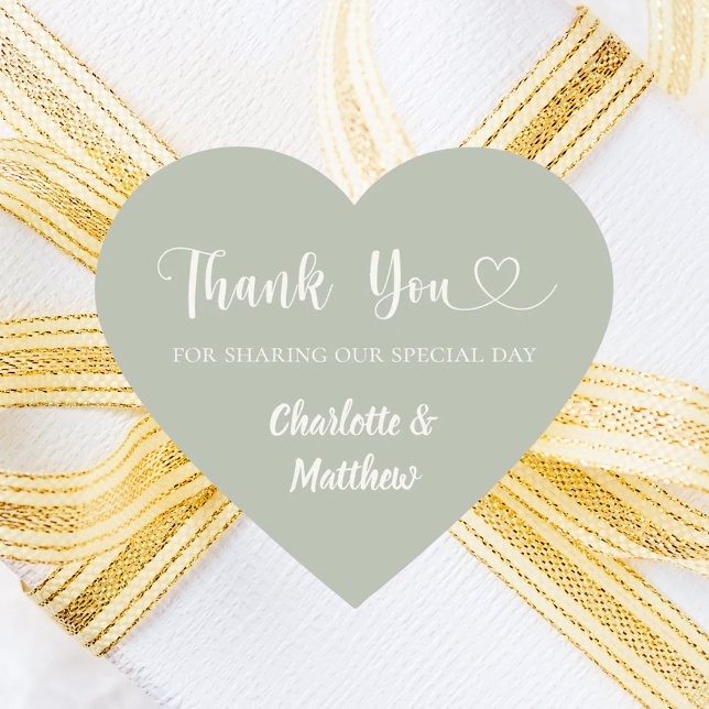 Thank you sharing our day sage green ivory wedding heart sticker (Creator Uploaded)