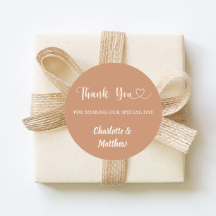 Thank you sharing our day terracotta cream wedding classic round sticker