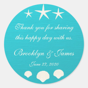 Thank You Shells On Beach Wedding Stickers