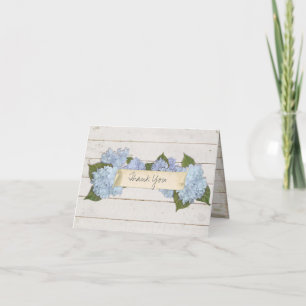 Thank You Shiplap Wooden Wood Board Blue Hydrangea Card