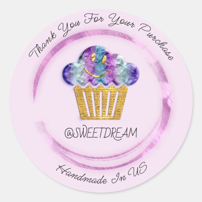 Thank You Shop Mermaid Muffin Logo Berry Pink  Classic Round Sticker (Front)