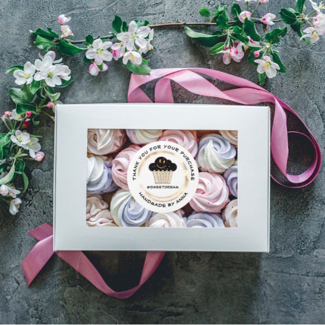 Thank You Shop Mermaid Muffin White Dots Smile   Classic Round Sticker (Thank You Shop Mermaid Muffin White Dots Smile Classic Round Sticker )