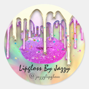 Thank You Shopping Lipgloss By Kiss Drips Gold Classic Round Sticker