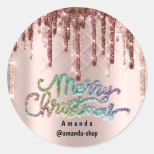 Thank You Shopping Makeup Rose Eyelash 3D Drips Classic Round Sticker