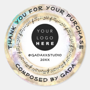 Thank You Shopping Music Logo Social Notes Classic Round Sticker