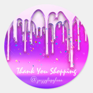Thank You Shopping Product Makeup Pink Drips Classic Round Sticker