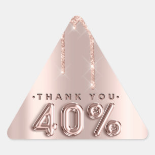 Thank You Shopping Rose Drips 40%Off Triangle Sticker