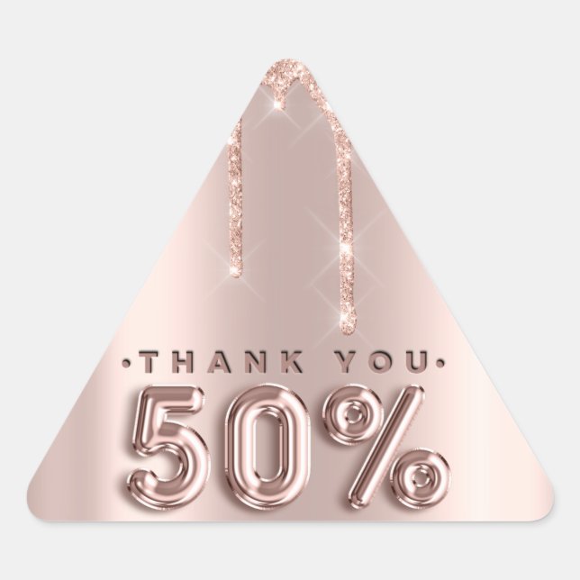 Thank You Shopping Rose Drips 50%Off Triangle Sticker (Front)