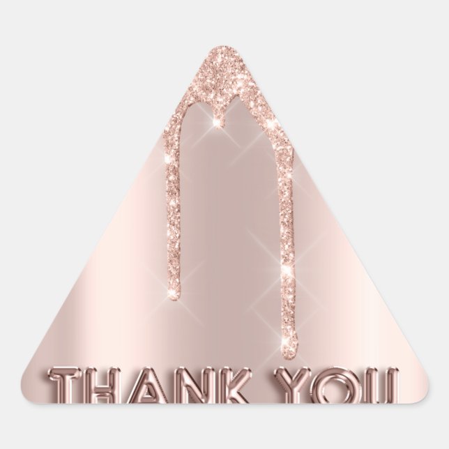 Thank You Shopping Rose Drips Gold Triangle Sticker (Front)