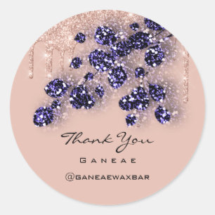 Thank You  Shopping Rose Glitter Floral Drip Classic Round Sticker