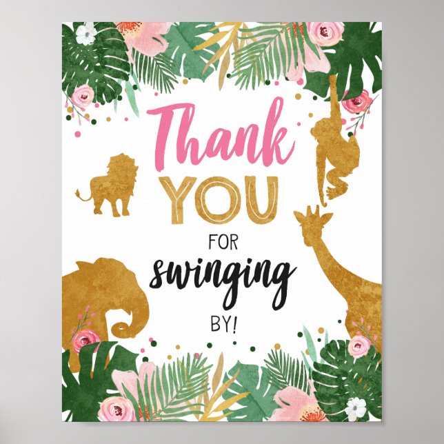 Thank you Sign Zoo Jungle Table decor Safari Girl (Front)