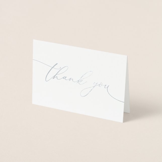 Thank You Silver Foil Minimalist Wedding Thank you Card (Front)