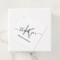 Thank you silver grey monogram script