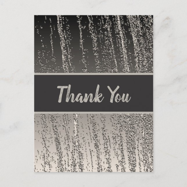 Thank You Silver Metallic Stripe Appreciation Postcard (Front)