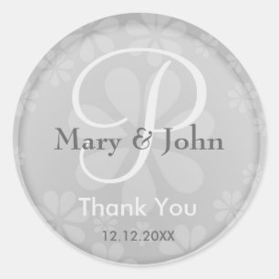 Thank You Silver Monogrammed Wedding Stickers