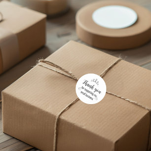 Thank You Simple 1 in Black and White Classic Round Sticker