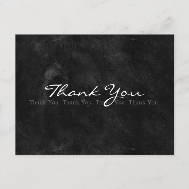 Thank You Simple Black and White Blackboard Postcard (Front)