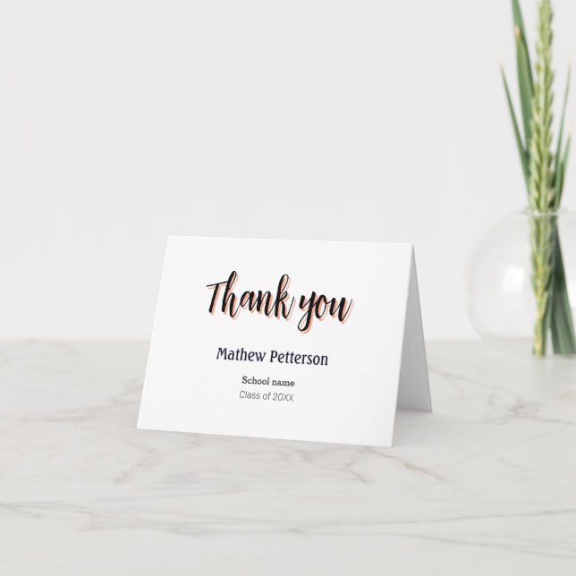thank you simple black red classy add  graduation  card (Front)