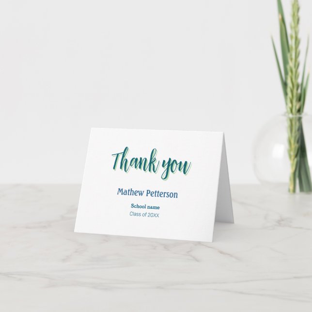 thank you simple black red classy add  graduation  card (Front)