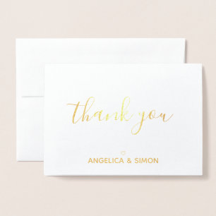 Thank You simple calligraphy Personalized Gold Foil Card
