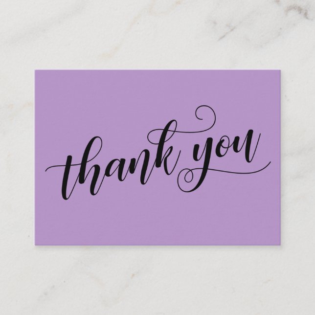 Thank You Simple Elegant Purple Wedding Favour Enclosure Card (Front)