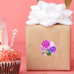 Thank You simple floral gift wrapping sticker