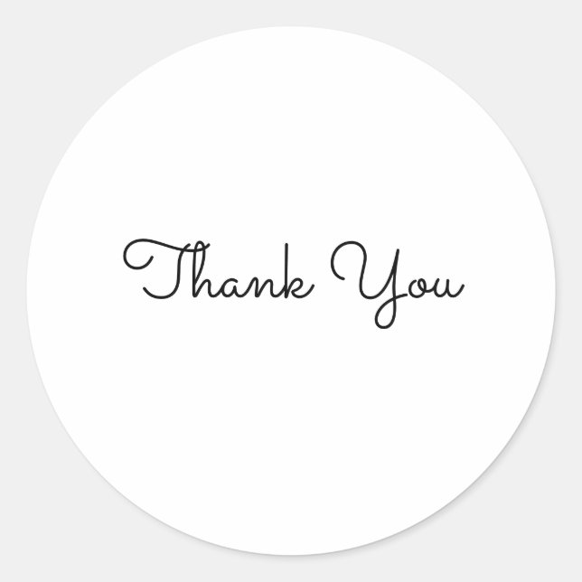 thank you simple minimal text style card classic round sticker (Front)