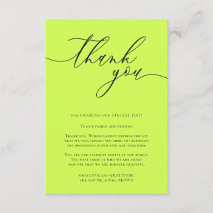 Thank you simple minimalist Cyber Lime Jet Black Enclosure Card