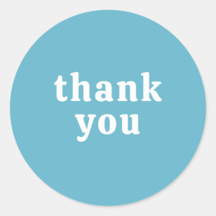 Thank You Simple Retro Font Wedding Blue Classic Round Sticker