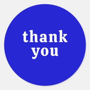 Thank You Simple Retro Font Wedding Bright Blue Classic Round Sticker
