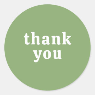 Thank You Simple Retro Font Wedding Green Classic Round Sticker