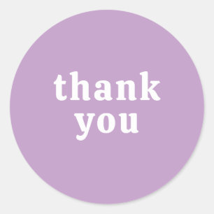 Thank You Simple Retro Font Wedding Lilac Classic Round Sticker