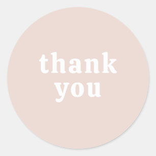 Thank You Simple Retro Font Wedding Neutral Beige Classic Round Sticker