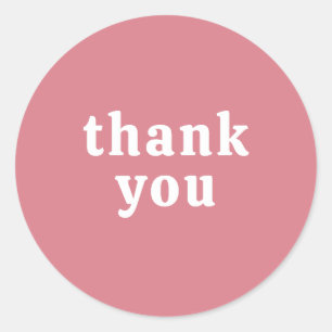 Thank You Simple Retro Font Wedding Pink Rose Classic Round Sticker