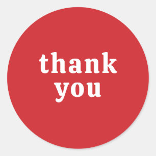 Thank You Simple Retro Font Wedding Red Summer Classic Round Sticker