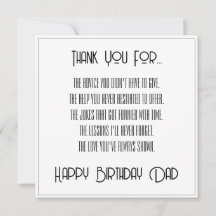 Thank You... Simple Script Happy Birthday Dad Card