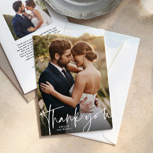 Thank you simple script wedding photo card