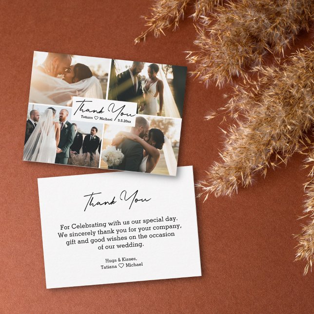 thank you simple wedding 4 photo budget card (Creator Uploaded)