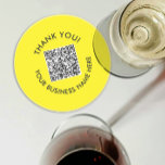 Thank You | Simple Yellow Black Website QR Code  Coaster<br><div class="desc">Introducing our sleek and minimalist Thank You coaster, designed to make a statement. Featuring your website's QR Code against a vibrant yellow backdrop, it's not only a gracious way to say thank you but also a modern method to promote your website. Perfect for parties or grand events like weddings, this...</div>