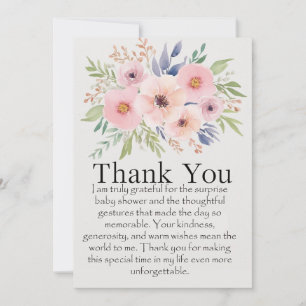 Thank you sincerely for the surprise baby shower.  invitation