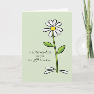 Thank You Sister-in-Law Religious Green Daisy Flow Card