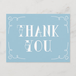 Thank You Sky Blue And White Hearts Postcard