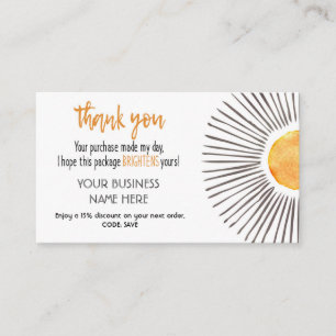 Thank you , small business card, package insert