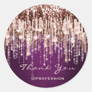 Thank You Small Business Drips Rose Drips Purple Classic Round Sticker