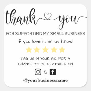 thank you small business facebook instagram modern square sticker
