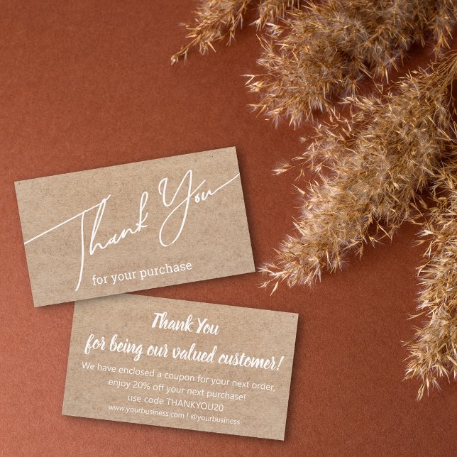  thank you small business kraft discount code card (Creator Uploaded)