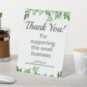 Thank You Small Business Leaf Pedestal Sign