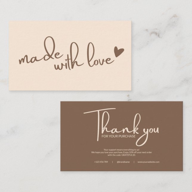 Thank You Small Business Note Business Card (Front/Back)
