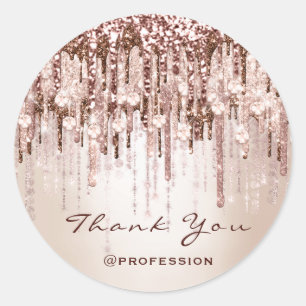 Thank You Small Business Online Drips Rose Skinny Classic Round Sticker