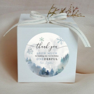 Thank You Snow Much Boy 1st Birthday Favour Classic Round Sticker